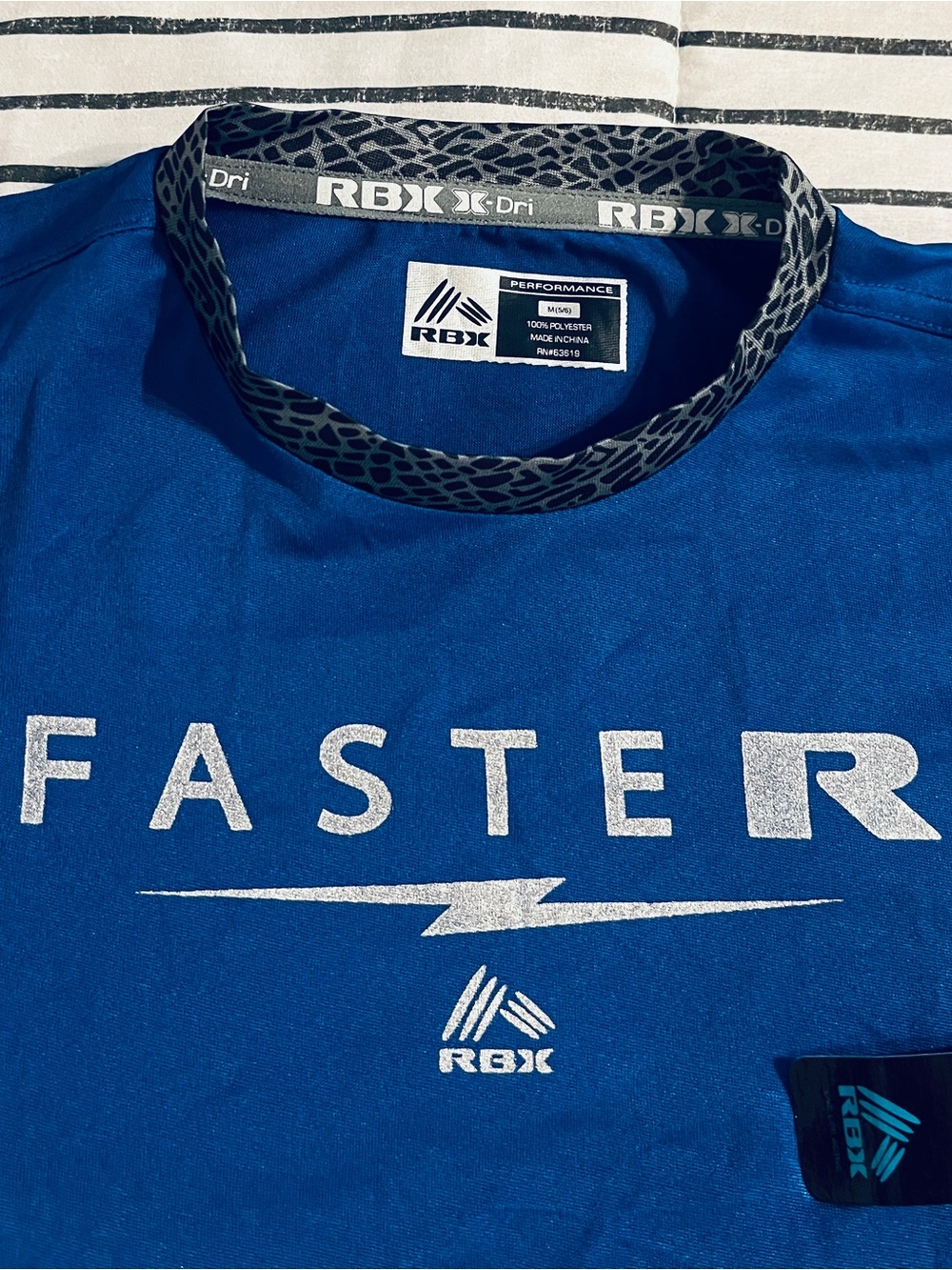 RBX Boy’s Performance 'Faster' Crew Shirt in Royal Blue